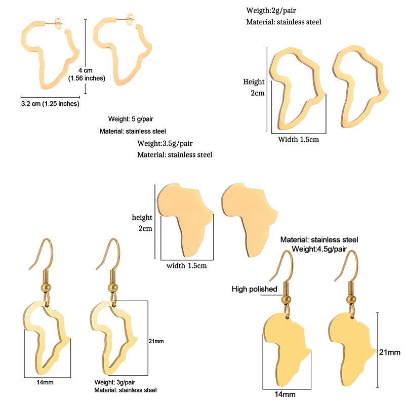 African Map Earring Golden Color