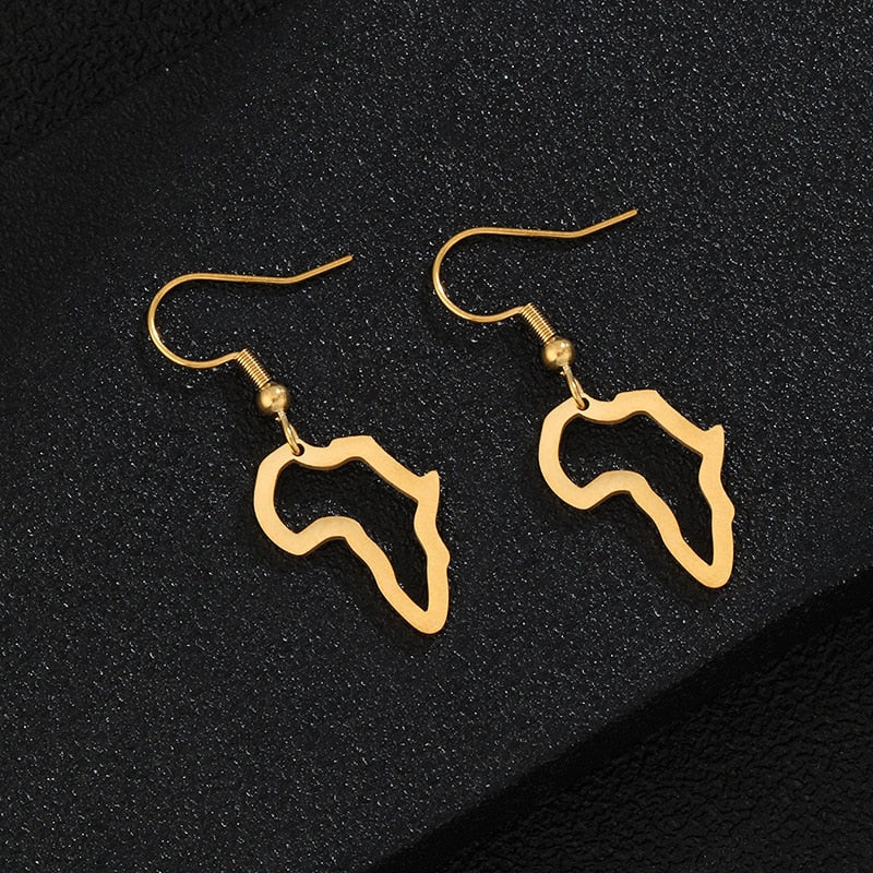 African Map Earring Golden Color