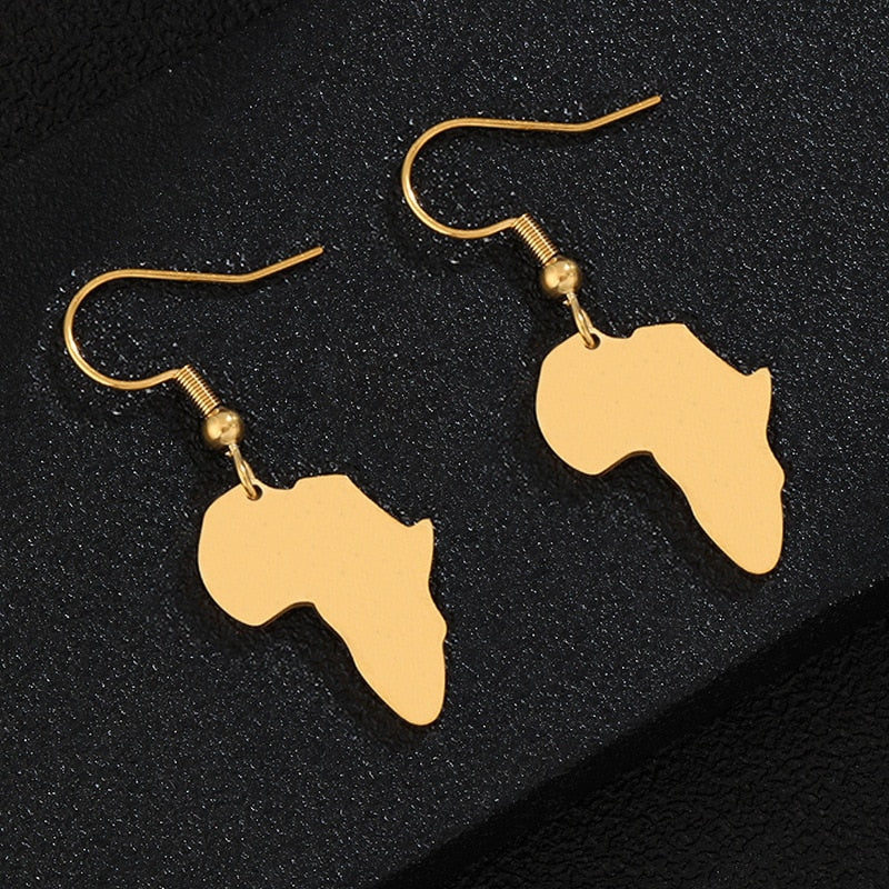 African Map Earring Golden Color