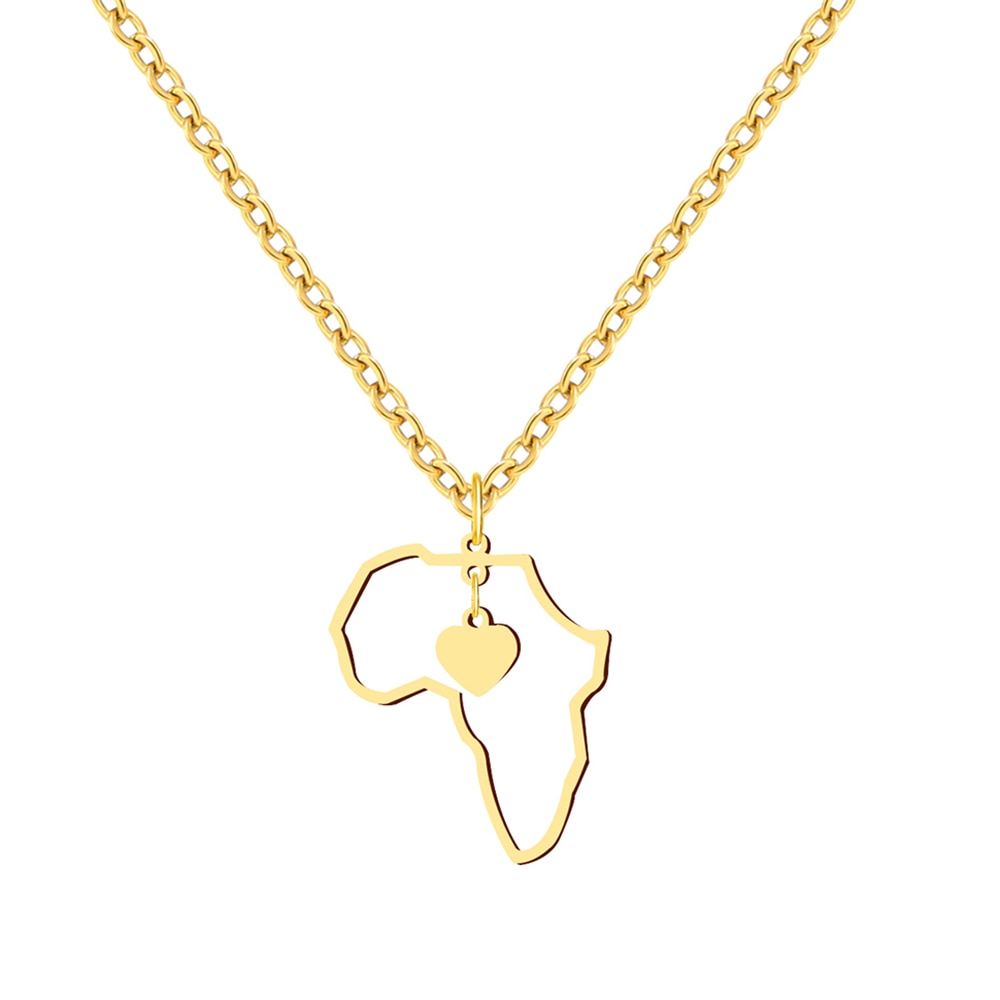 Necklaces Africa Map Heart Women Jewelry