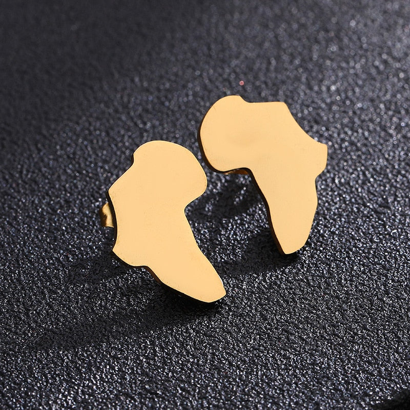 African Map Earring Golden Color