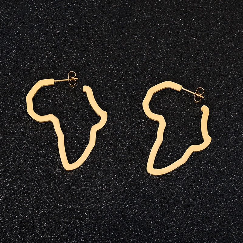 African Map Earring Golden Color