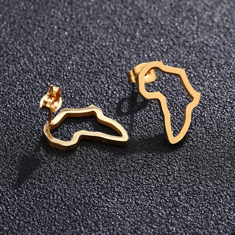 African Map Earring Golden Color
