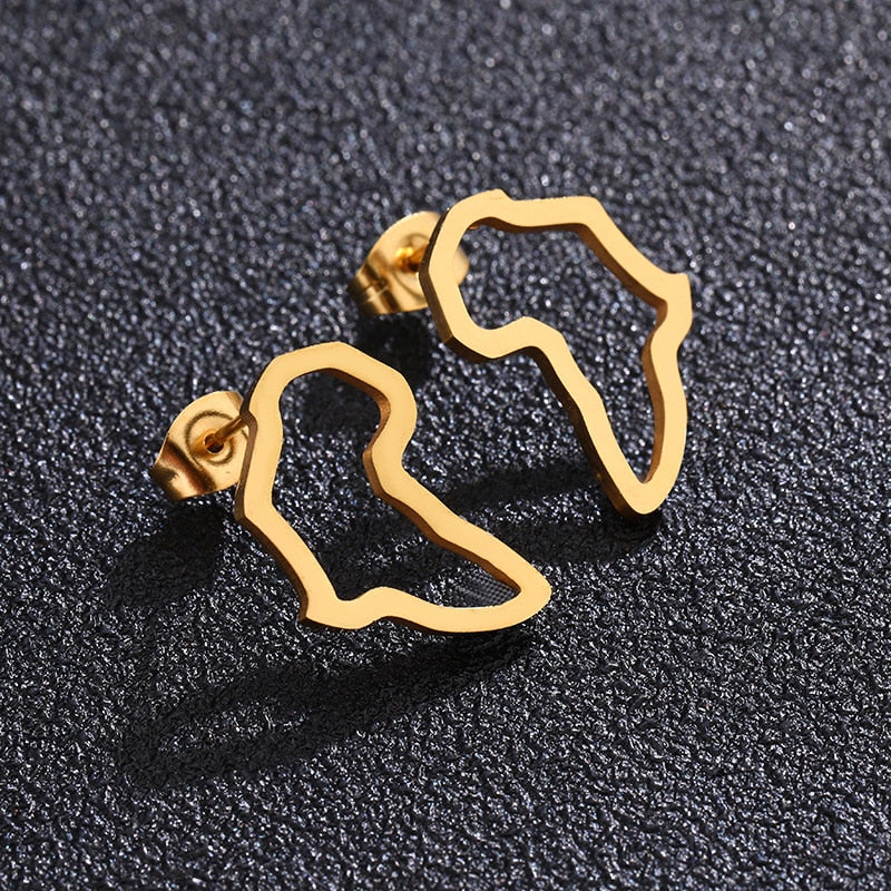 African Map Earring Golden Color