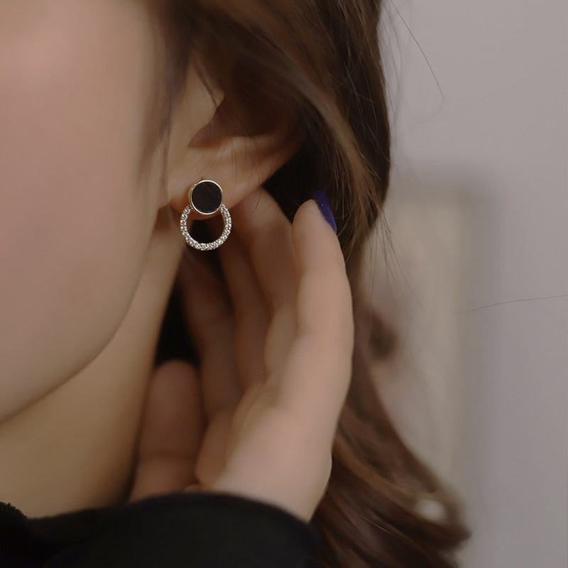 earrings Round Black Earrings