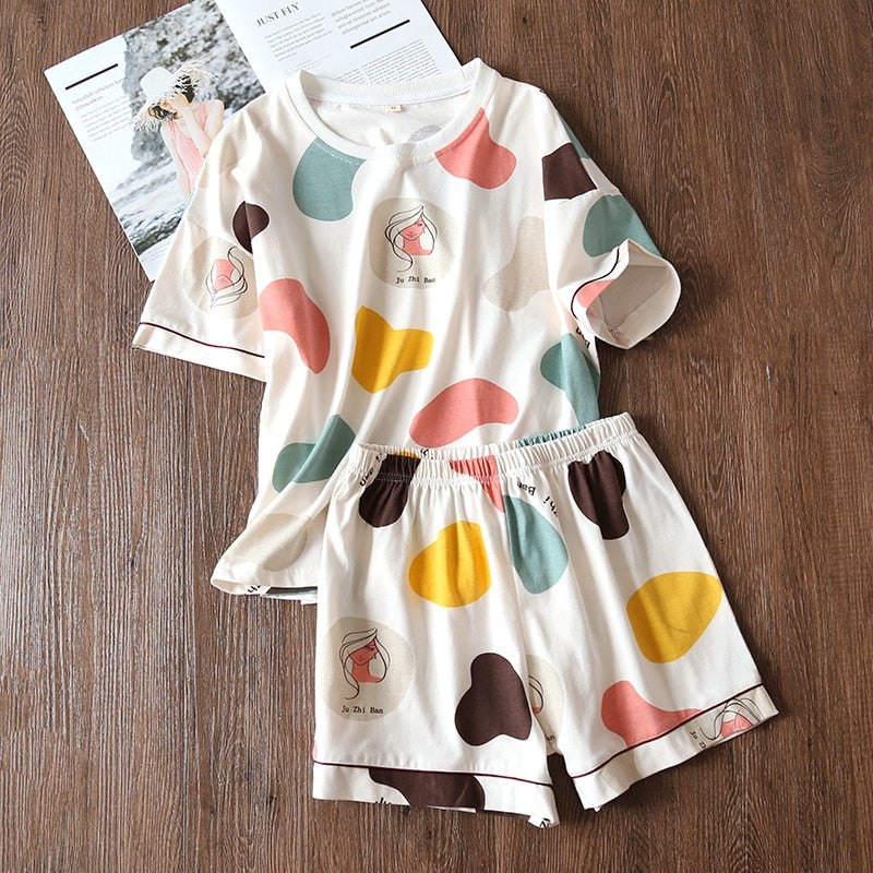 Women 100% cotton short-sleeved shorts