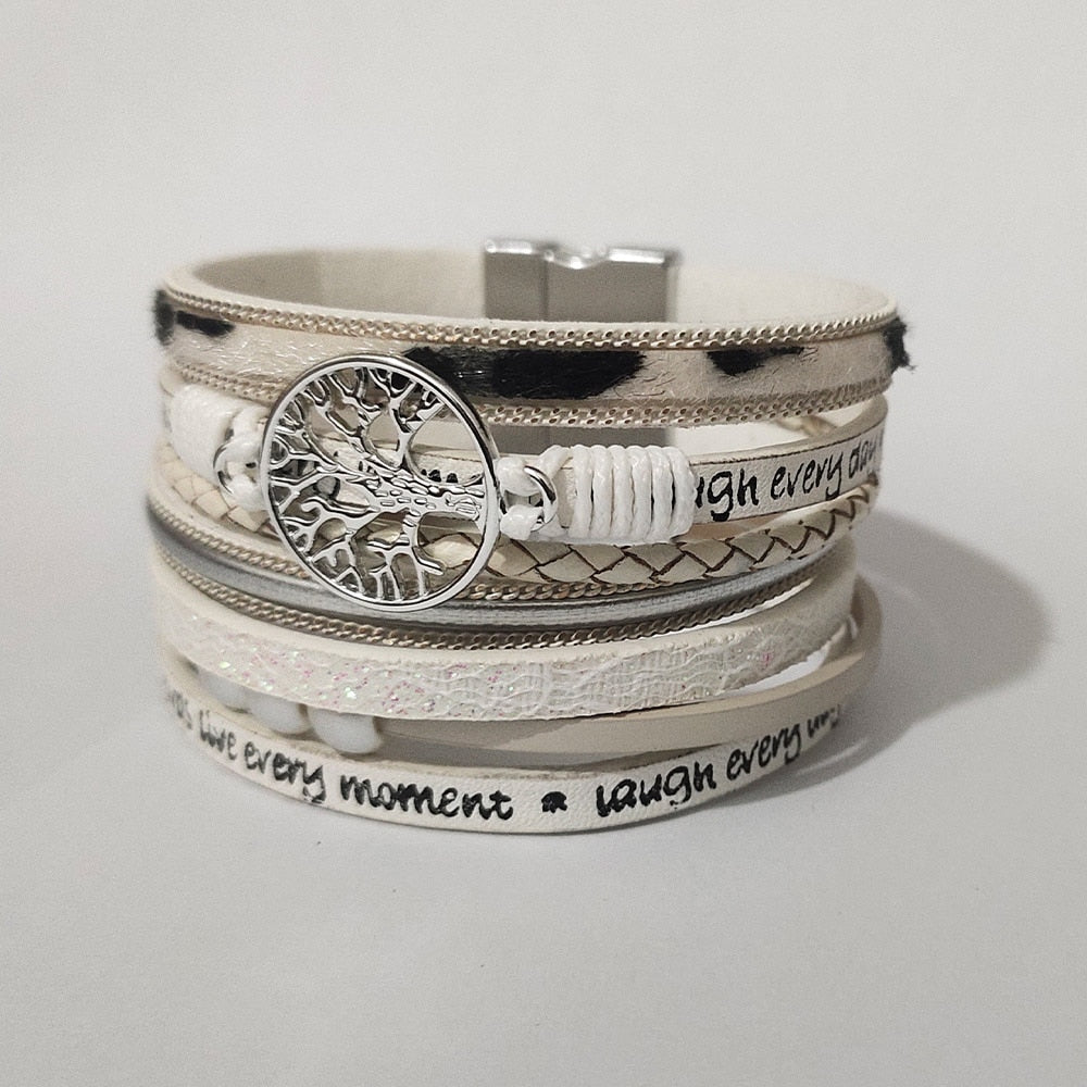 Leather Wrap Bracelet For Women Charm Pearl