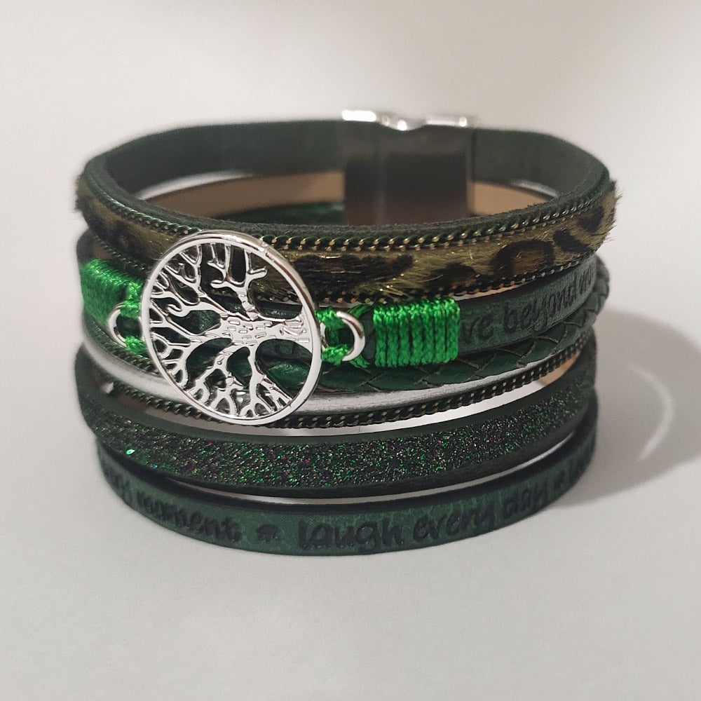 Leather Wrap Bracelet For Women Charm Pearl