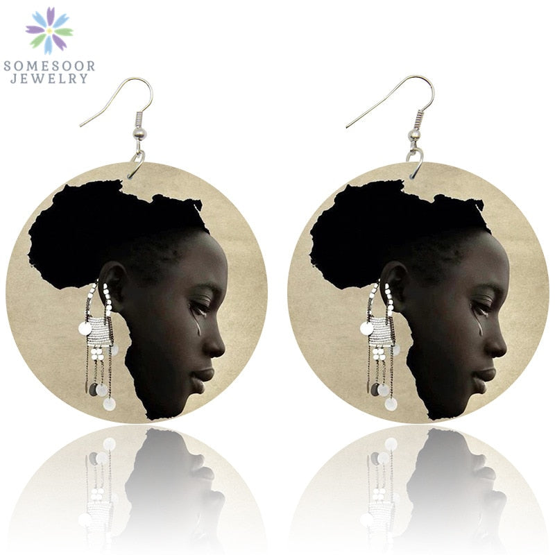 African Vintage Painted Earrings