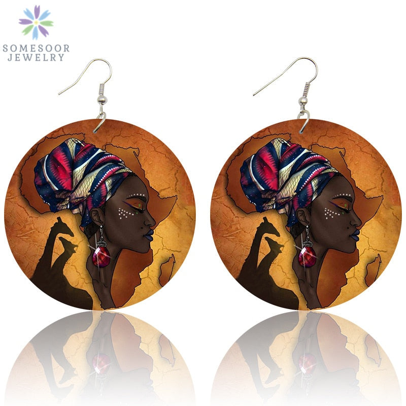 African Vintage Painted Earrings