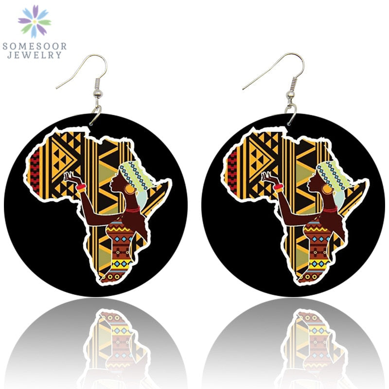 African Vintage Painted Earrings