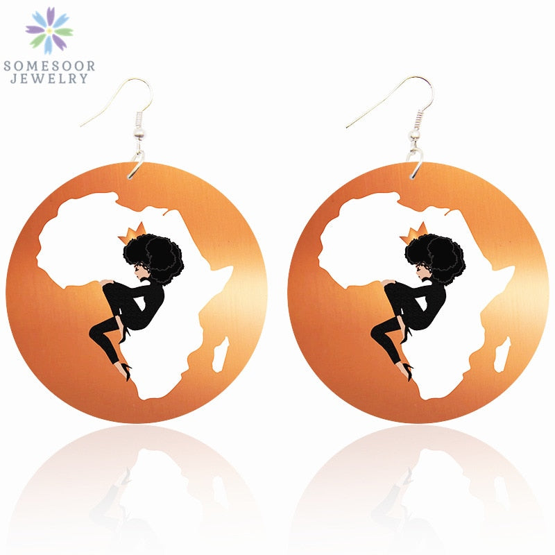 African Vintage Painted Earrings