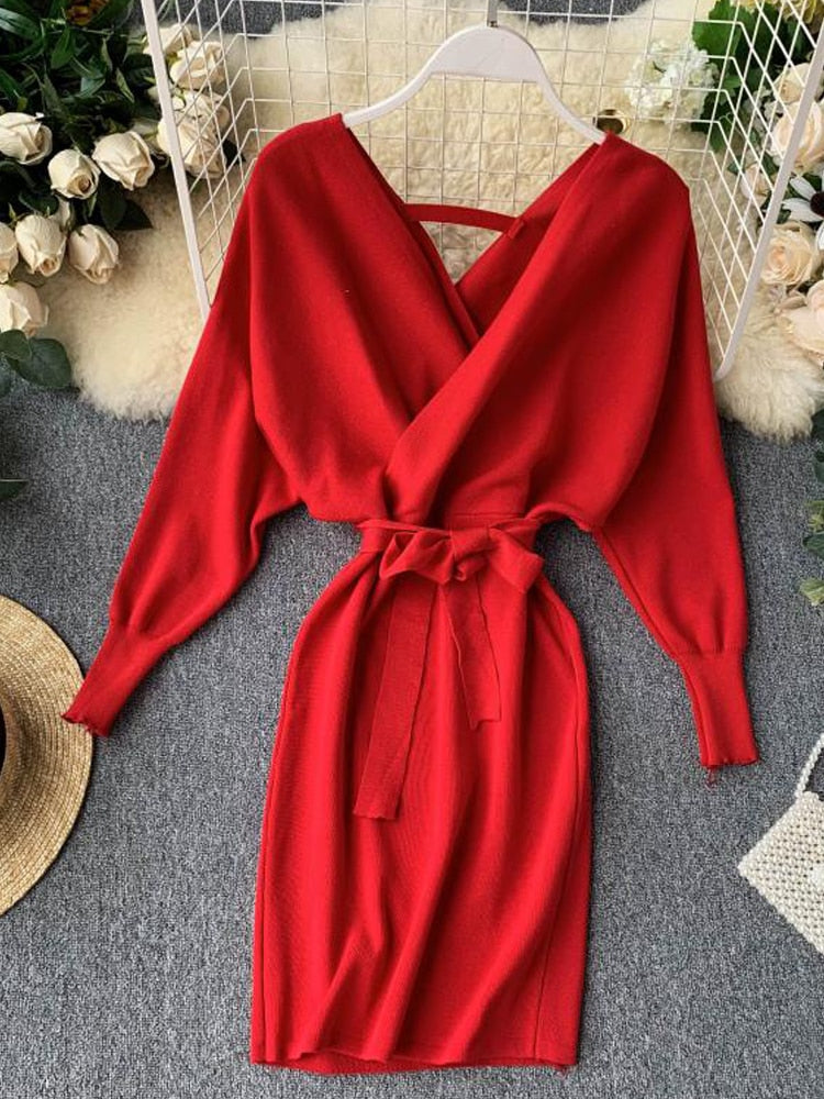 Women Knitted Sweater Dress