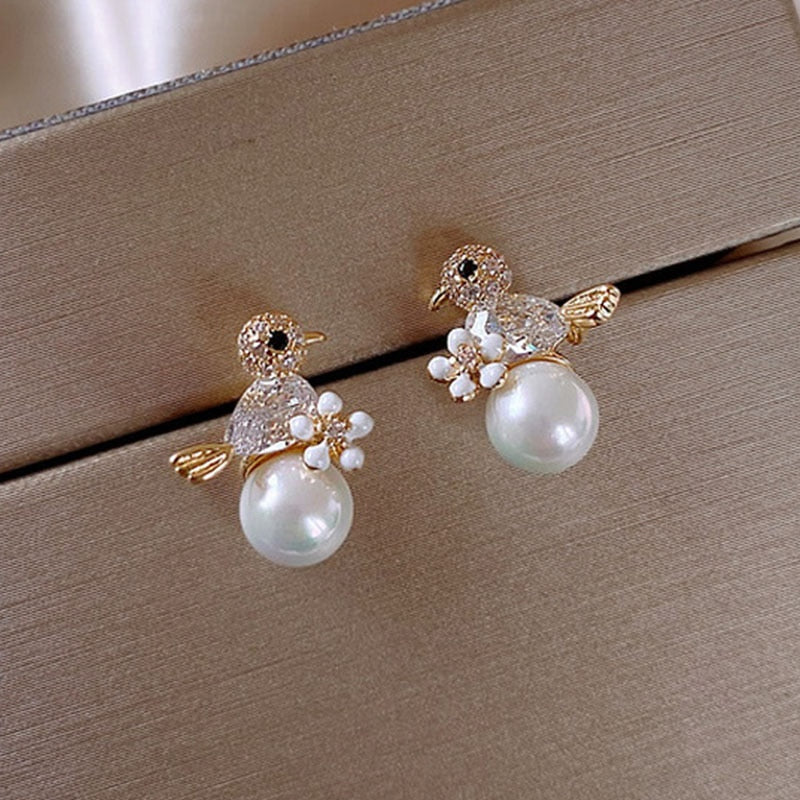 Earrings For Women Temperament Pearl Cherry