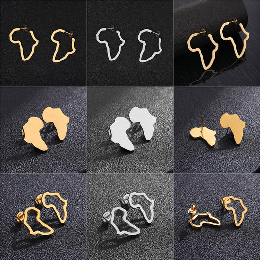 African Map Earring Golden Color