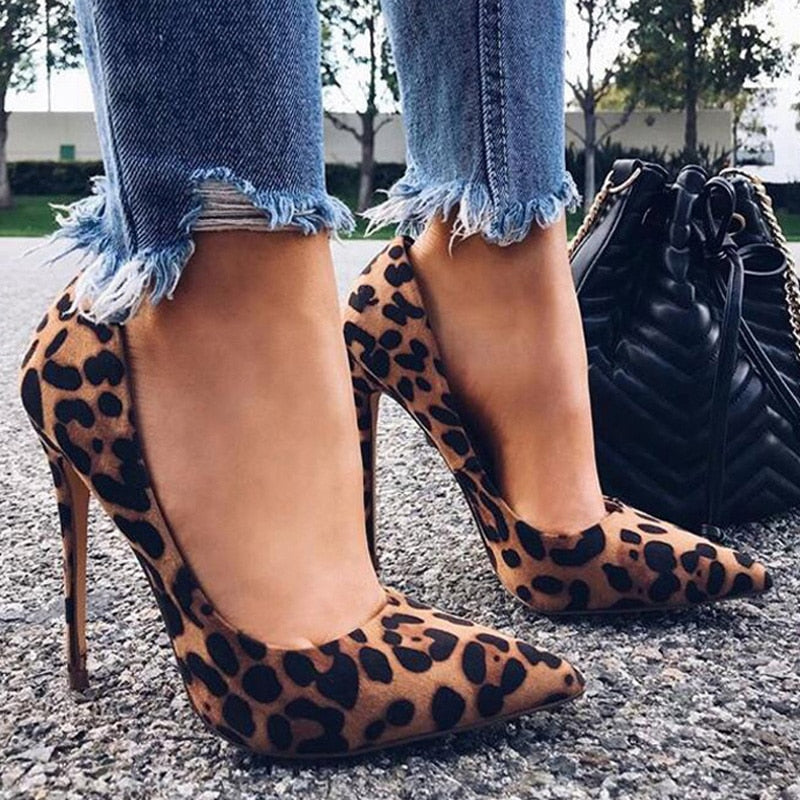 High Heels Shoes Women Leopard