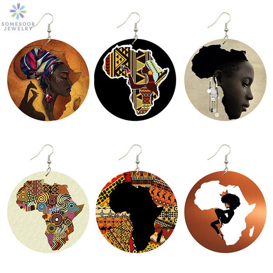African Vintage Painted Earrings